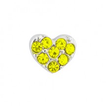 SILVER HEART WITH YELLOW CRYSTALS